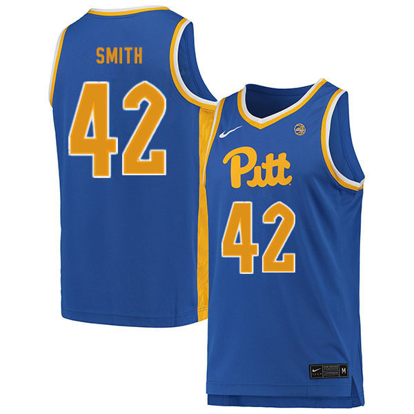 Men #42 Chayce Smith Pitt Panthers College Basketball Jerseys Sale-Blue